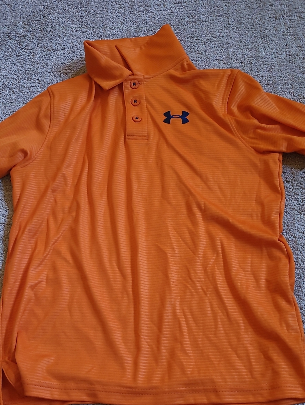 Under Armour Boys Youth Medium Bright Orange Polo with Navy Logo